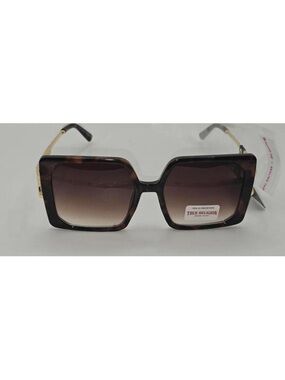 NWT True Religion Square Tortoise  oversized Sunglasses with Gold Temples
